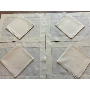 Sferra CLASSICO Hem stitched  Placemats & Napkins  Set Of 4 Each Italian Linen
